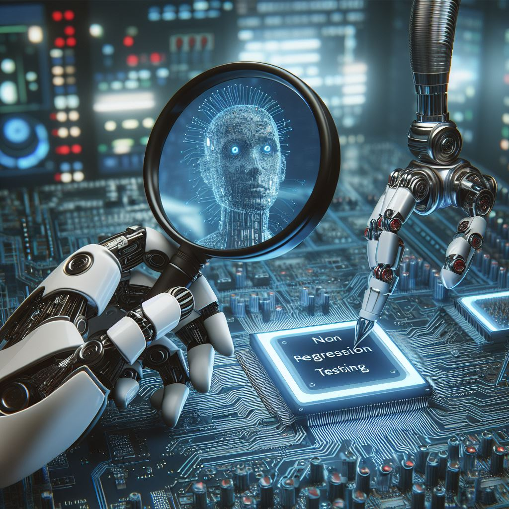 Non-Regression Testing showing a automated robot doing testing